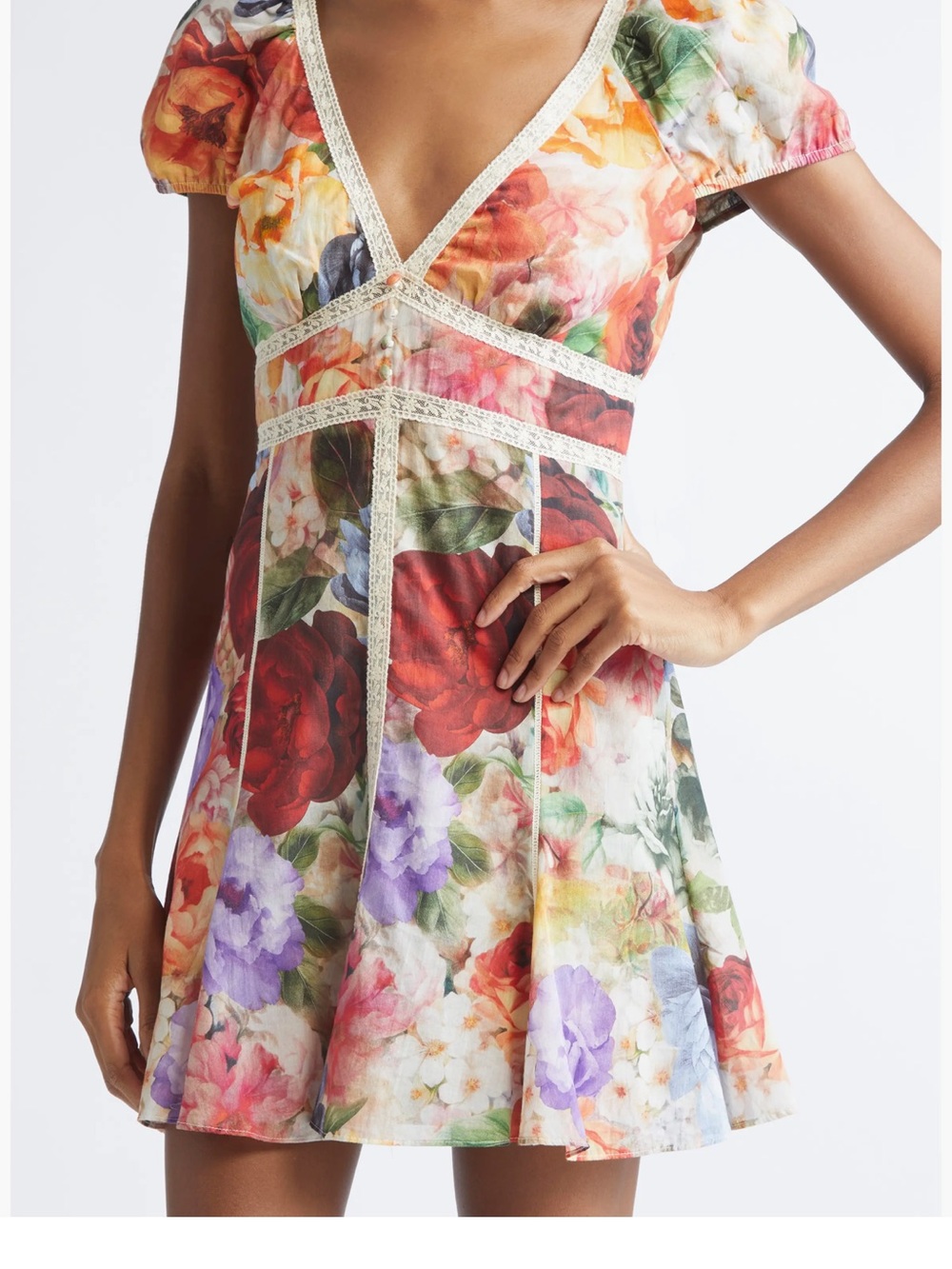 Alice + Olivia Floral V-Neck Mini Dress Brand New